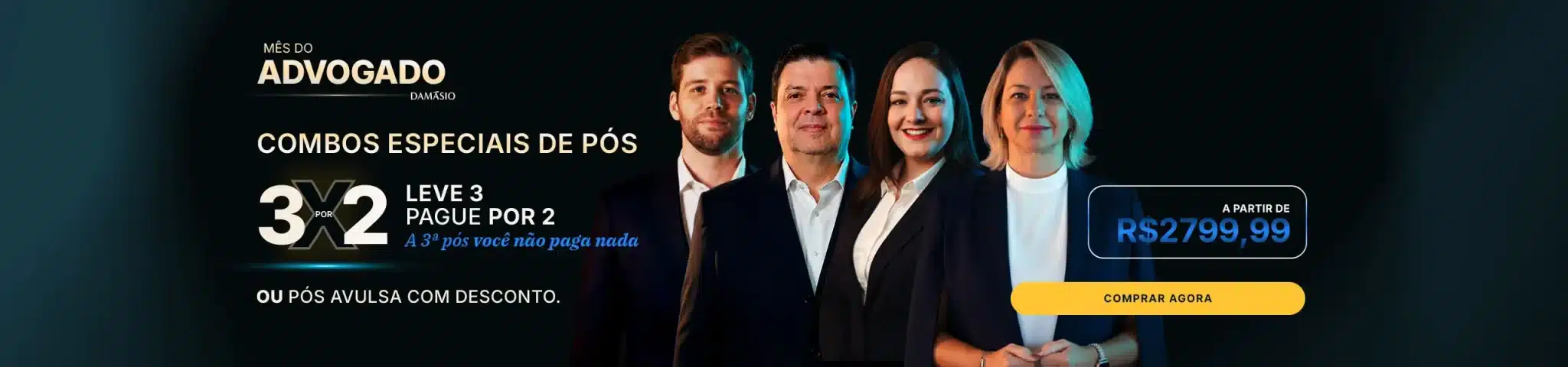 Mês do Advogado Damásio - Pós Compre 2 leve 3ou Avulsa com desconto